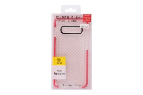 BAOHU Armor TPU Hoesje - Hoesje Geschikt voor Samsung Galaxy S10 Plus Transparant / Rood