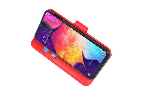 Hoesje Geschikt voor Samsung Galaxy A50 - Kaarthouder Book Case Telefoonhoesje - Rood