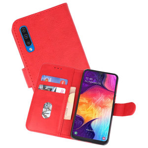 Hoesje Geschikt voor Samsung Galaxy A50 - Kaarthouder Book Case Telefoonhoesje - Rood