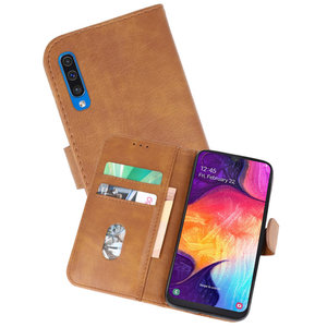 Hoesje Geschikt voor Samsung Galaxy A50 - Kaarthouder Book Case Telefoonhoesje - Bruin