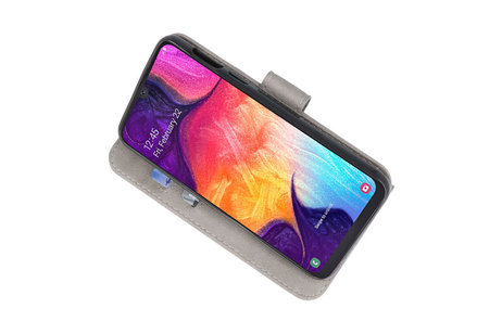 Hoesje Geschikt voor Samsung Galaxy A50 - Kaarthouder Book Case Telefoonhoesje - Grijs