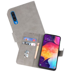 Hoesje Geschikt voor Samsung Galaxy A50 - Kaarthouder Book Case Telefoonhoesje - Grijs