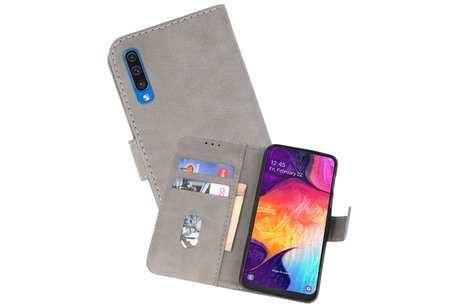 Hoesje Geschikt voor Samsung Galaxy A50 - Kaarthouder Book Case Telefoonhoesje - Grijs