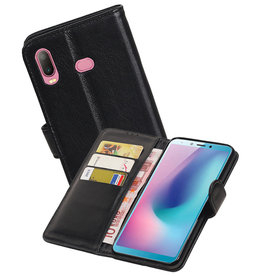 BAOHU Echt Lederen Hoesje Wallet Case Samsung Galaxy A6s Zwart