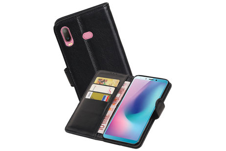 BAOHU Echt Lederen Hoesje Wallet Case - Hoesje Geschikt voor Samsung Galaxy A6s Zwart