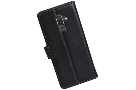 BAOHU Echt Lederen Hoesje Wallet Case - Hoesje Geschikt voor Samsung Galaxy J8 (2018) Zwart