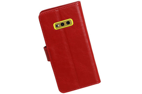 BAOHU Zakelijke Book Case Telefoonhoesje Geschikt voor de Samsung Galaxy S10e - Portemonnee Hoesje - Pasjeshouder Wallet Case - Rood