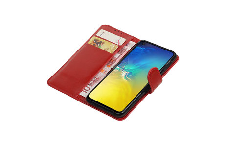 BAOHU Zakelijke Book Case Telefoonhoesje Geschikt voor de Samsung Galaxy S10e - Portemonnee Hoesje - Pasjeshouder Wallet Case - Rood