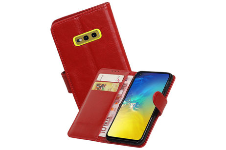 BAOHU Zakelijke Book Case Telefoonhoesje Geschikt voor de Samsung Galaxy S10e - Portemonnee Hoesje - Pasjeshouder Wallet Case - Rood