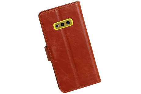 BAOHU Zakelijke Book Case Telefoonhoesje Geschikt voor de Samsung Galaxy S10e - Portemonnee Hoesje - Pasjeshouder Wallet Case - Bruin