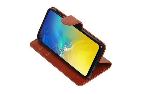 BAOHU Zakelijke Book Case Telefoonhoesje Geschikt voor de Samsung Galaxy S10e - Portemonnee Hoesje - Pasjeshouder Wallet Case - Bruin