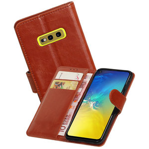 BAOHU Zakelijke Book Case Telefoonhoesje Geschikt voor de Samsung Galaxy S10e - Portemonnee Hoesje - Pasjeshouder Wallet Case - Bruin