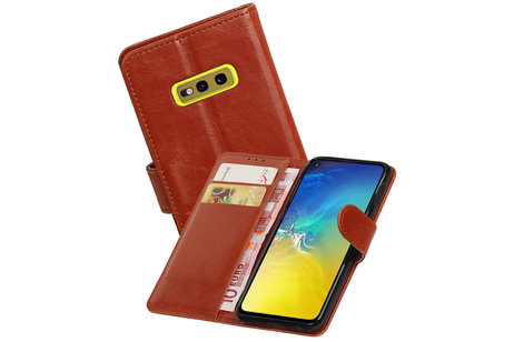 BAOHU Zakelijke Book Case Telefoonhoesje Geschikt voor de Samsung Galaxy S10e - Portemonnee Hoesje - Pasjeshouder Wallet Case - Bruin