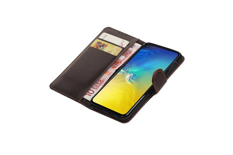 BAOHU Zakelijke Book Case Telefoonhoesje Geschikt voor de Samsung Galaxy S10e - Portemonnee Hoesje - Pasjeshouder Wallet Case - Mocca
