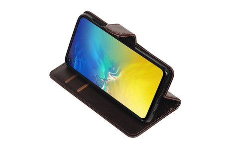 BAOHU Zakelijke Book Case Telefoonhoesje Geschikt voor de Samsung Galaxy S10e - Portemonnee Hoesje - Pasjeshouder Wallet Case - Mocca