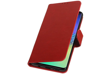 BAOHU Zakelijke Book Case Telefoonhoesje Geschikt voor de Samsung Galaxy S10 Plus - Portemonnee Hoesje - Pasjeshouder Wallet Case - Rood