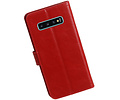 BAOHU Zakelijke Book Case Telefoonhoesje Geschikt voor de Samsung Galaxy S10 Plus - Portemonnee Hoesje - Pasjeshouder Wallet Case - Rood