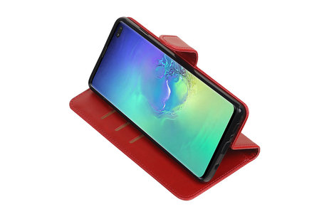 BAOHU Zakelijke Book Case Telefoonhoesje Geschikt voor de Samsung Galaxy S10 Plus - Portemonnee Hoesje - Pasjeshouder Wallet Case - Rood