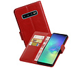 BAOHU Zakelijke Book Case Telefoonhoesje Geschikt voor de Samsung Galaxy S10 Plus - Portemonnee Hoesje - Pasjeshouder Wallet Case - Rood