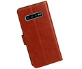 BAOHU Zakelijke Book Case Telefoonhoesje Geschikt voor de Samsung Galaxy S10 Plus - Portemonnee Hoesje - Pasjeshouder Wallet Case - Bruin