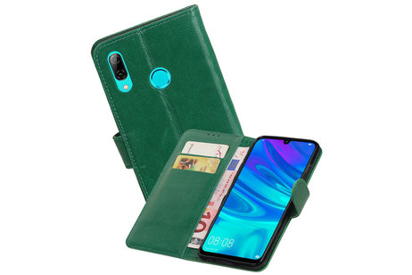 BAOHU Zakelijke Book Case Telefoonhoesje Geschikt voor de Huawei Honor 10 Lite - Portemonnee Hoesje - Pasjeshouder Wallet Case - Groen