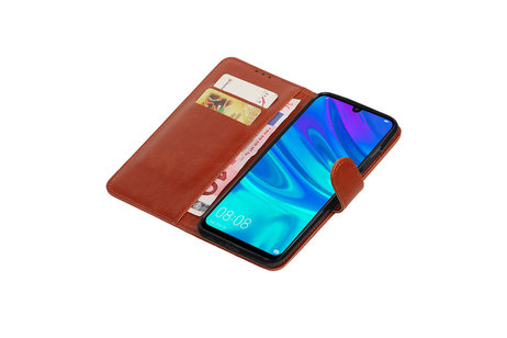 BAOHU Zakelijke Book Case Telefoonhoesje Geschikt voor de Huawei Honor 10 Lite - Portemonnee Hoesje - Pasjeshouder Wallet Case - Bruin