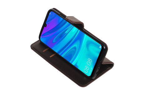 BAOHU Zakelijke Book Case Telefoonhoesje Geschikt voor de Huawei Honor 10 Lite - Portemonnee Hoesje - Pasjeshouder Wallet Case - Mocca