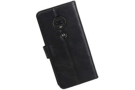 BAOHU Zakelijke Book Case Telefoonhoesje Geschikt voor de Motorola Moto G7 - Portemonnee Hoesje - Pasjeshouder Wallet Case - Zwart