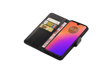BAOHU Zakelijke Book Case Telefoonhoesje Geschikt voor de Motorola Moto G7 - Portemonnee Hoesje - Pasjeshouder Wallet Case - Zwart