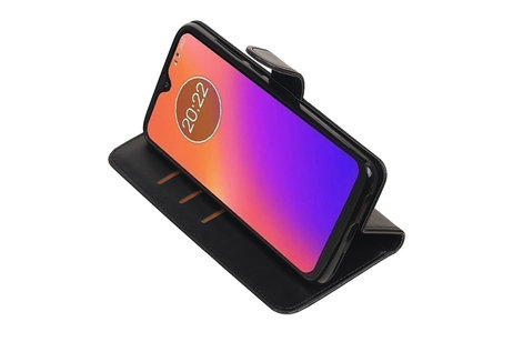BAOHU Zakelijke Book Case Telefoonhoesje Geschikt voor de Motorola Moto G7 - Portemonnee Hoesje - Pasjeshouder Wallet Case - Zwart