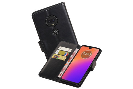 BAOHU Zakelijke Book Case Telefoonhoesje Geschikt voor de Motorola Moto G7 - Portemonnee Hoesje - Pasjeshouder Wallet Case - Zwart