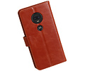 BAOHU Zakelijke Book Case Telefoonhoesje Geschikt voor de Motorola Moto G7 - Portemonnee Hoesje - Pasjeshouder Wallet Case - Bruin