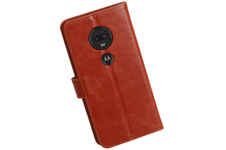 Zakelijke Bookstyle Hoesje voor Motorola Moto G7 Bruin