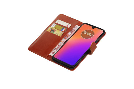 BAOHU Zakelijke Book Case Telefoonhoesje Geschikt voor de Motorola Moto G7 - Portemonnee Hoesje - Pasjeshouder Wallet Case - Bruin