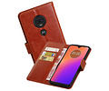 BAOHU Zakelijke Book Case Telefoonhoesje Geschikt voor de Motorola Moto G7 - Portemonnee Hoesje - Pasjeshouder Wallet Case - Bruin