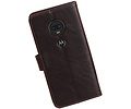 BAOHU Zakelijke Book Case Telefoonhoesje Geschikt voor de Motorola Moto G7 - Portemonnee Hoesje - Pasjeshouder Wallet Case - Mocca
