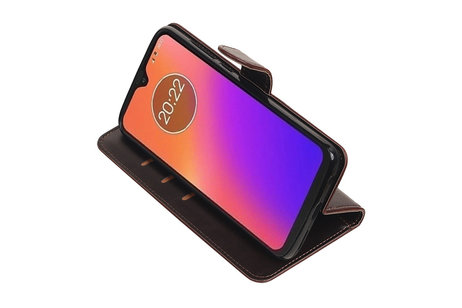 BAOHU Zakelijke Book Case Telefoonhoesje Geschikt voor de Motorola Moto G7 - Portemonnee Hoesje - Pasjeshouder Wallet Case - Mocca