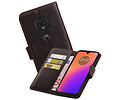 Zakelijke Bookstyle Hoesje voor Motorola Moto G7 Mocca