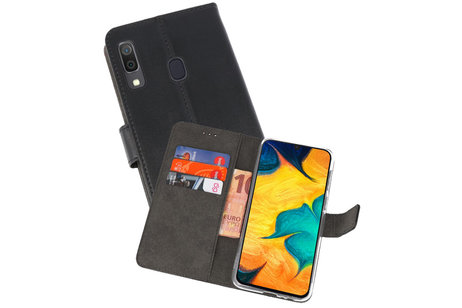 BAOHU Booktype Telefoonhoesjes - Bookcase Hoesje - Wallet Case -  Geschikt voor Samsung Galaxy A30 - Zwart