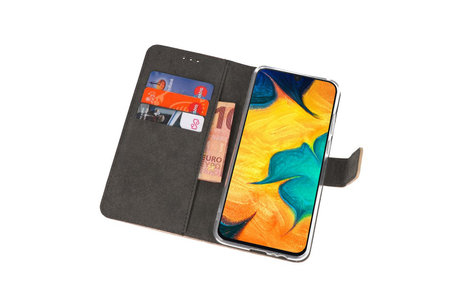 Booktype Telefoonhoesjes - Bookcase Hoesje - Wallet Case -  Geschikt voor Samsung Galaxy A30 - Goud