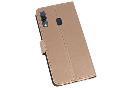 Booktype Telefoonhoesjes - Bookcase Hoesje - Wallet Case -  Geschikt voor Samsung Galaxy A30 - Goud