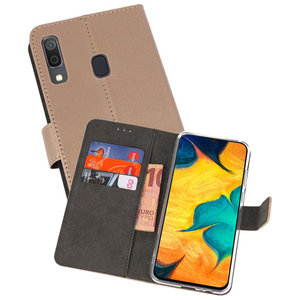 Booktype Telefoonhoesjes - Bookcase Hoesje - Wallet Case -  Geschikt voor Samsung Galaxy A30 - Goud