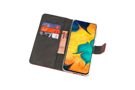 Booktype Telefoonhoesjes - Bookcase Hoesje - Wallet Case -  Geschikt voor Samsung Galaxy A30 - Rood