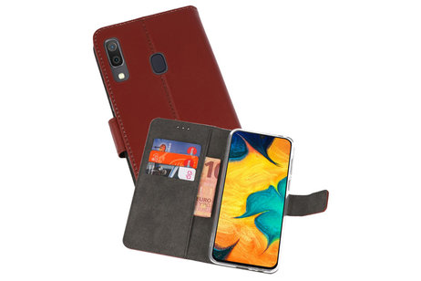 Booktype Telefoonhoesjes - Bookcase Hoesje - Wallet Case -  Geschikt voor Samsung Galaxy A30 - Bruin