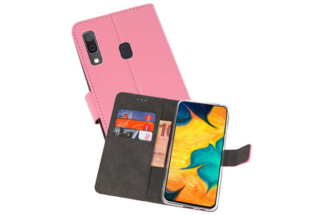 Booktype Telefoonhoesjes - Bookcase Hoesje - Wallet Case -  Geschikt voor Samsung Galaxy A30 - Roze