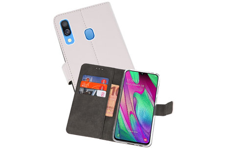 Booktype Telefoonhoesjes - Bookcase Hoesje - Wallet Case -  Geschikt voor Samsung Galaxy A40 - Wit