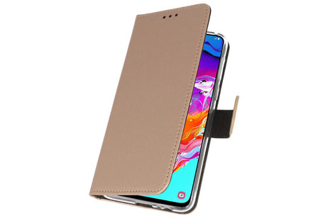 Booktype Telefoonhoesjes - Bookcase Hoesje - Wallet Case -  Geschikt voor Samsung Galaxy A70 - Goud