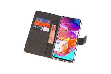 Booktype Telefoonhoesjes - Bookcase Hoesje - Wallet Case -  Geschikt voor Samsung Galaxy A70 - Goud