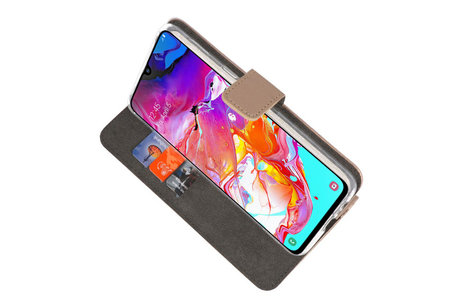 Booktype Telefoonhoesjes - Bookcase Hoesje - Wallet Case -  Geschikt voor Samsung Galaxy A70 - Goud