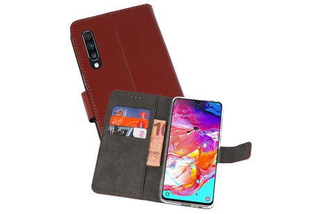 Booktype Telefoonhoesjes - Bookcase Hoesje - Wallet Case -  Geschikt voor Samsung Galaxy A70 - Bruin